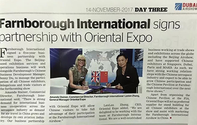 Farnborough international and Huayi East sign a strategic cooperation agreement